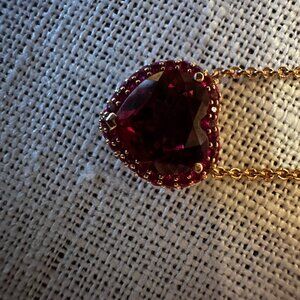 Nicole Rose Pink Sapphire Heart Pendant 18k gold necklace